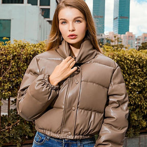 Jaqueta Feminina Bomber de Couro Stella Monroe