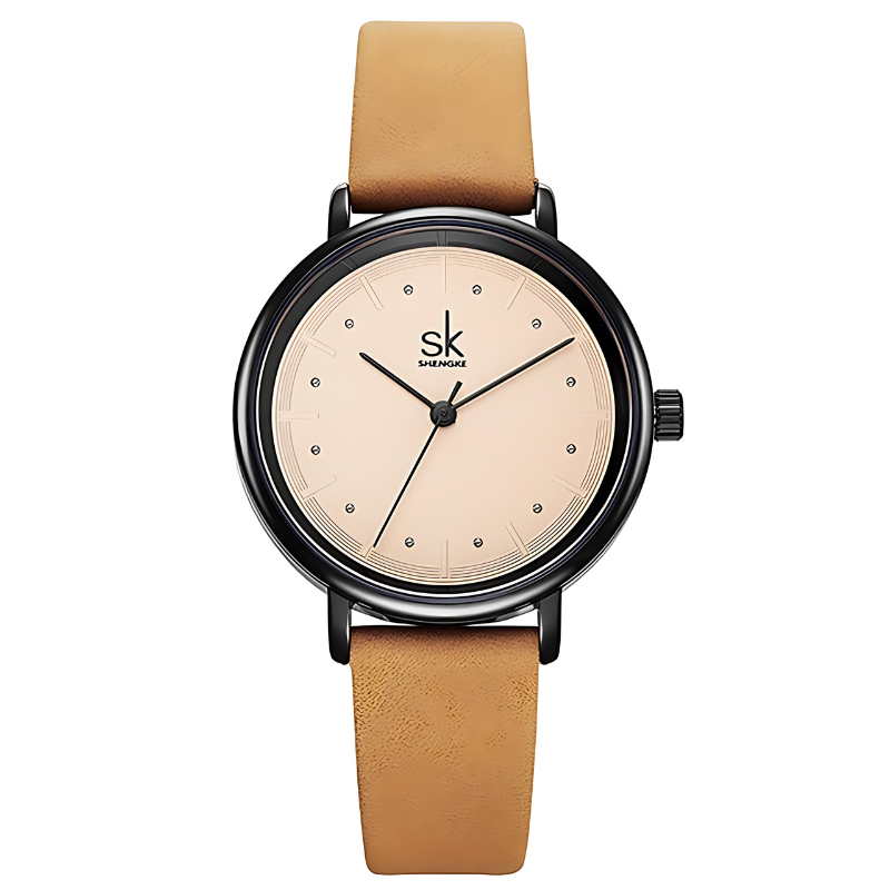 Relógio Retro Feminino Minimalista Pulseira em Couro