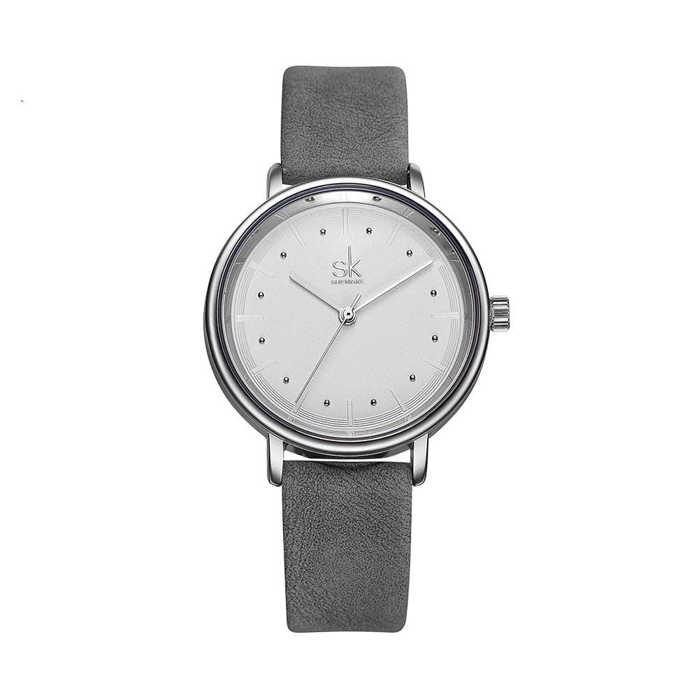 Relógio Retro Feminino Minimalista Pulseira em Couro