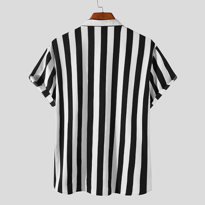 Camisa Manga Curta com Gola Padre Striped Listrada